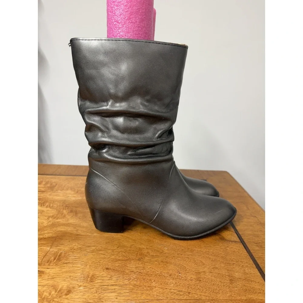 VTG 60s 70s Silver 9 Rubber Molded Insulated Fur Waterproof Rain Snow Heel Boots